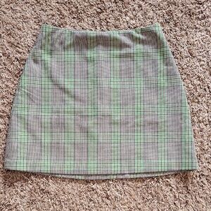 Aritzia Wilfred Plaid Mini Skirt in Gray and Green
